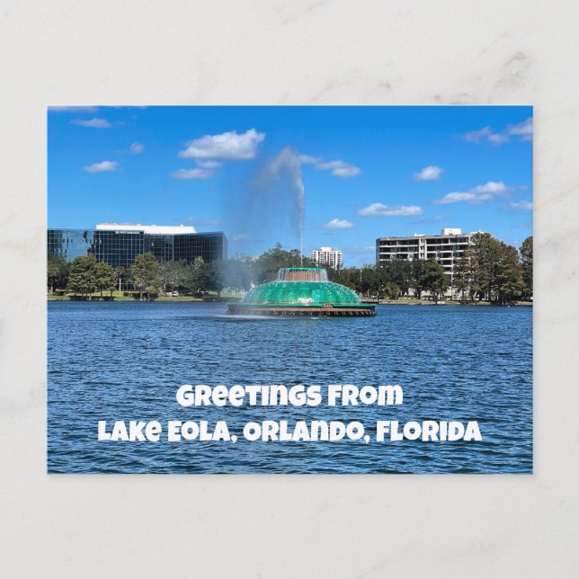 Postal Fuente del lago Eola Orlando Florida Photo Greetin (Anverso)