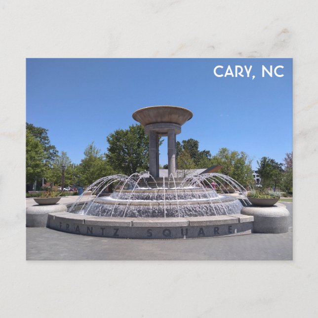 Postal Fuente del Parque Central de Cary North Carolina (Anverso)
