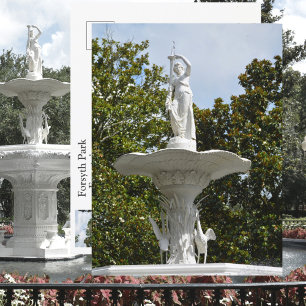 Postal Fuente del Parque Forsyth Savannah GA Fotográfico