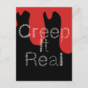 Postal Fuente dibujada a mano Creep it Real sangre Hallow
