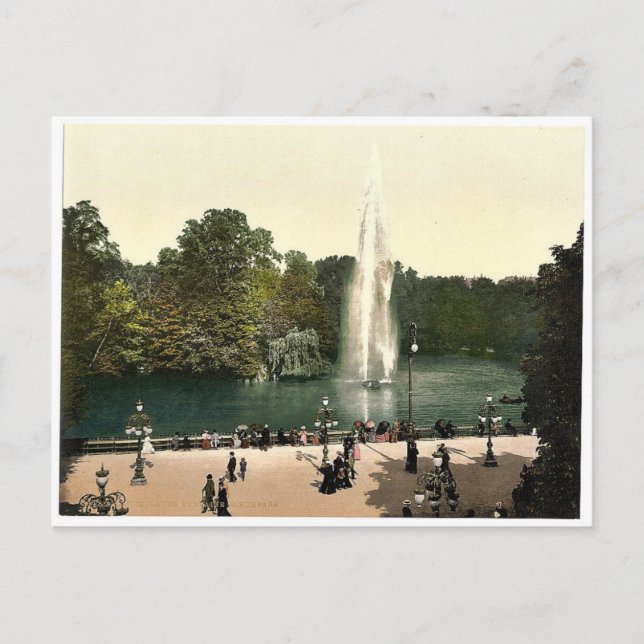 Postal Fuente en el Kurpark, Wiesbaden, Hesse-Nassau, (Anverso)