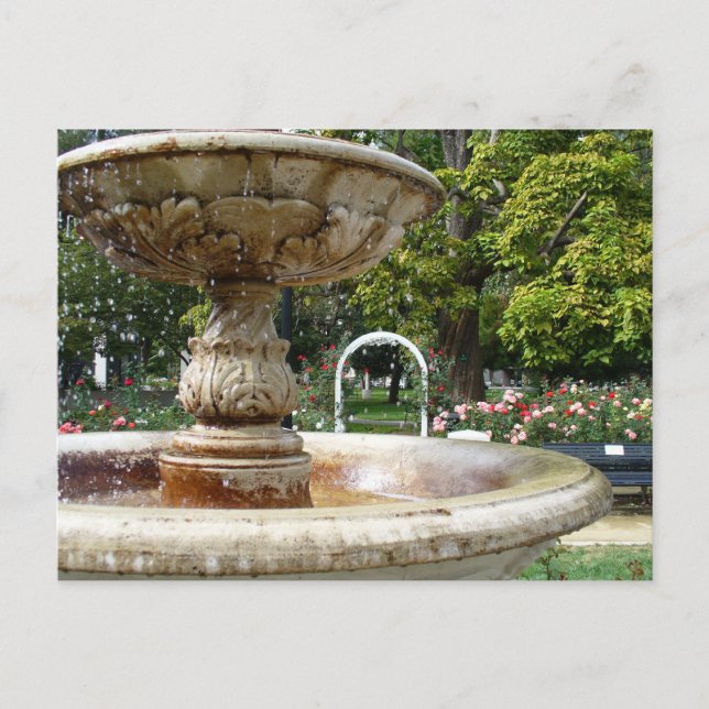 Postal Fuente en el parque (Anverso)