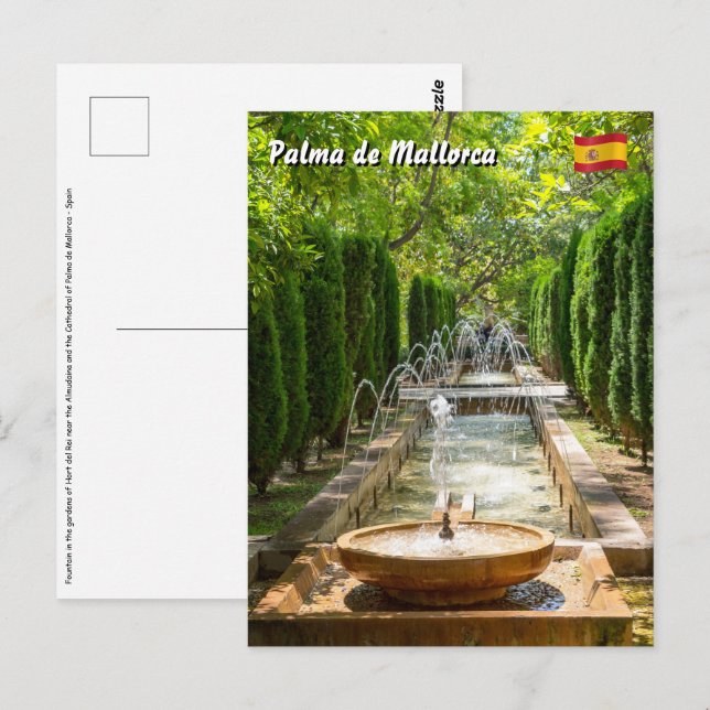 Postal Fuente en los jardines de Almudaina - Palma de Mal (Anverso / Reverso)