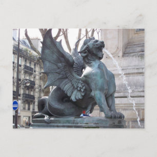Postal Fuente en París cerca de Notre Dame