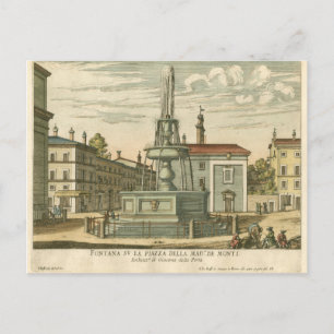 Postal Fuente italiana en la plaza del pueblo por Falda