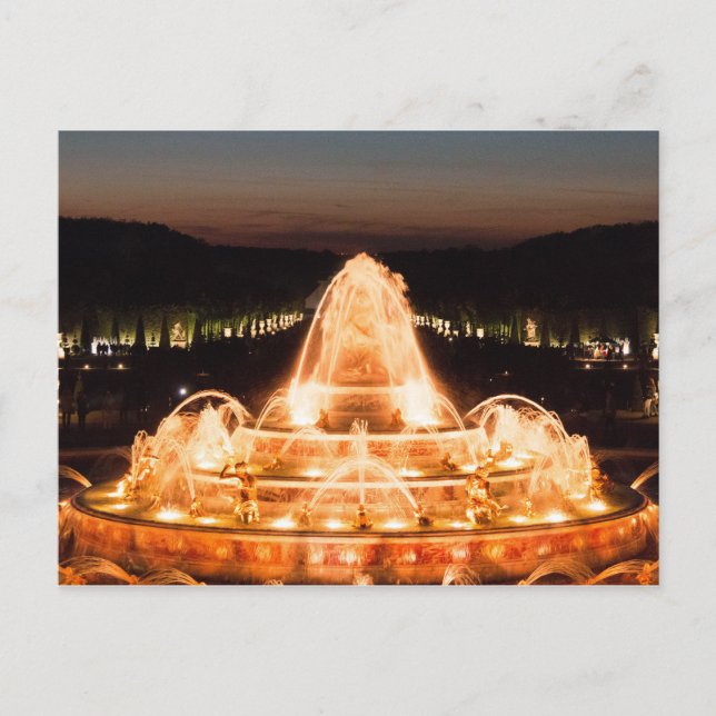 Postal Fuente Latona Iluminada, Versalles (Anverso)
