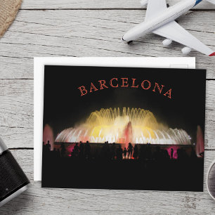 Postal Fuente Mágica Montjuic de Barcelona por la noche