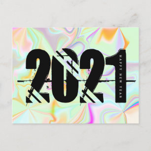 Postal Fuente Negrita Líquida Tripisima de Año Nuevo 2021