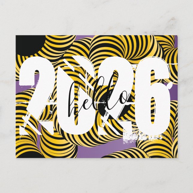 Postal Fuente Negrita Trippy Año Nuevo 2026 (Anverso)