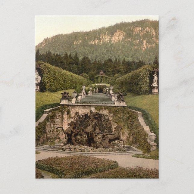 Postal Fuente Neptune, Castillo Linderhof, Alemania (Anverso)
