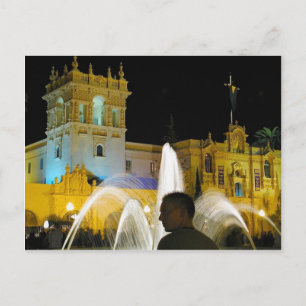 Postal Fuente Nocturna Agua Balboa Park Prado