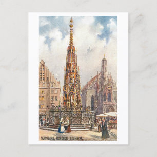 Postal Fuente Vintage Hermosa en Nuremberg, Alemania