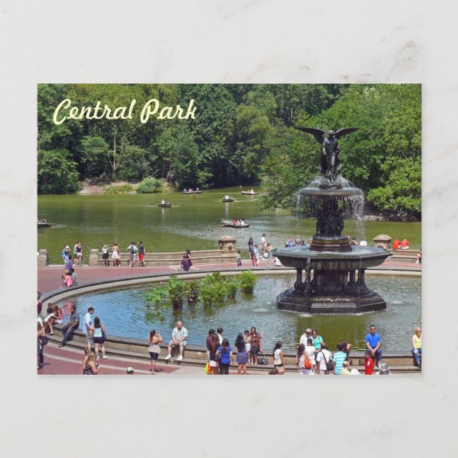 Postal Fuente y lago en Central Park, Nueva York (Anverso)