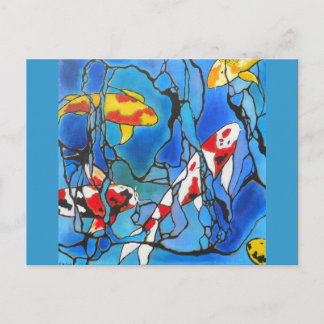 Postal "¡Fuera De Azul" Koi Fish Art Painting!