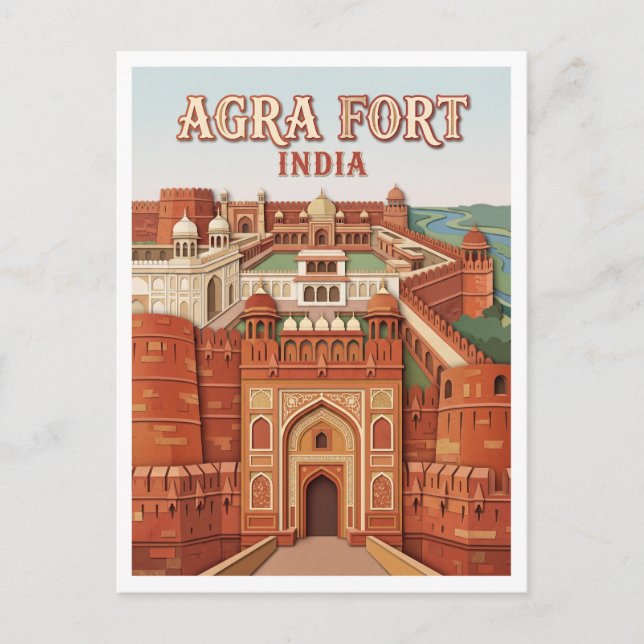 Postal Fuerte de Agra India (Anverso)
