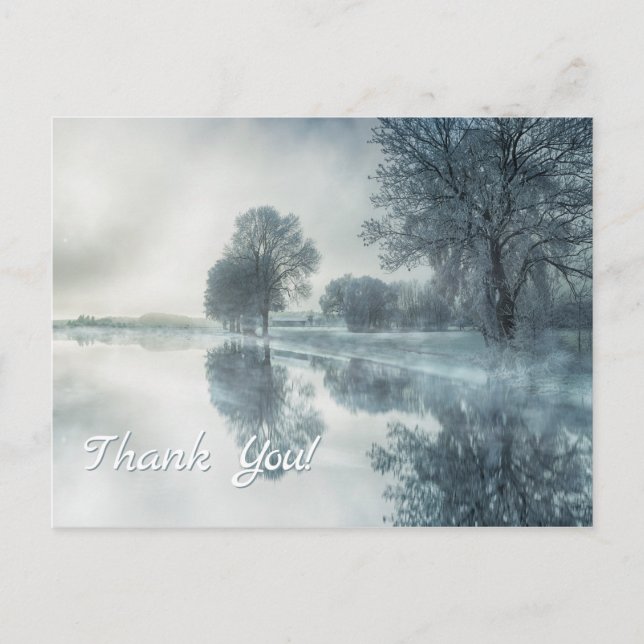 Postal Fuerte invierno de un lago, con árboles y cielo (Anverso)