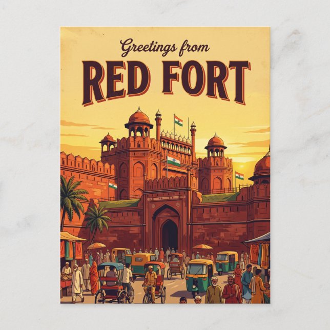 Postal Fuerte Rojo India (Anverso)
