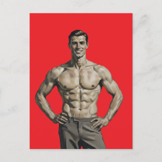 Postal Fuerza Vintage – Hombre Musculoso Confiado