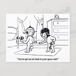 Postal Fuga de aire en el traje espacial, cómica, ventila