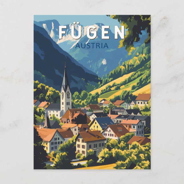 Postal Fugen Austria Ilustracion Viajes de arte (Anverso)