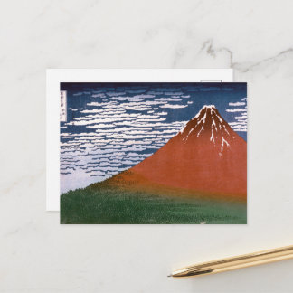 Postal Fuji Rojo, El Volcán Aka Fujiyama Katsushika Hokus