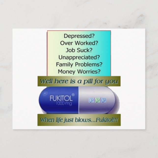 Postal Fukitol, el trabajo apesta, demasiado trabajado, s (Anverso)