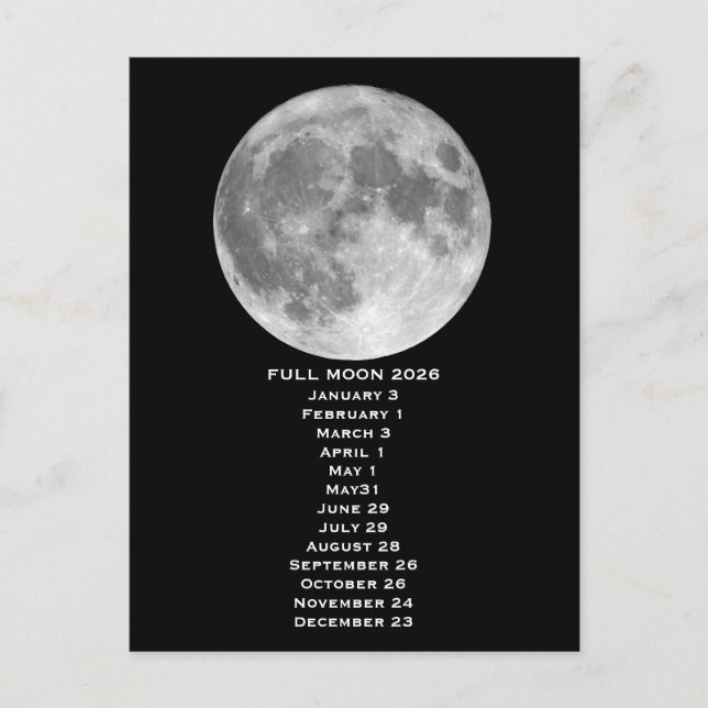 Postal Full Moon Phases 2026 Postcard (Anverso)