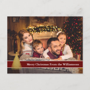 Postal Full Photo Postcard Gold Christmas Tree Your Text