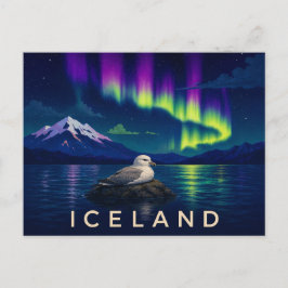 Postal Fulmar bajo la Aurora | Islandia icónica