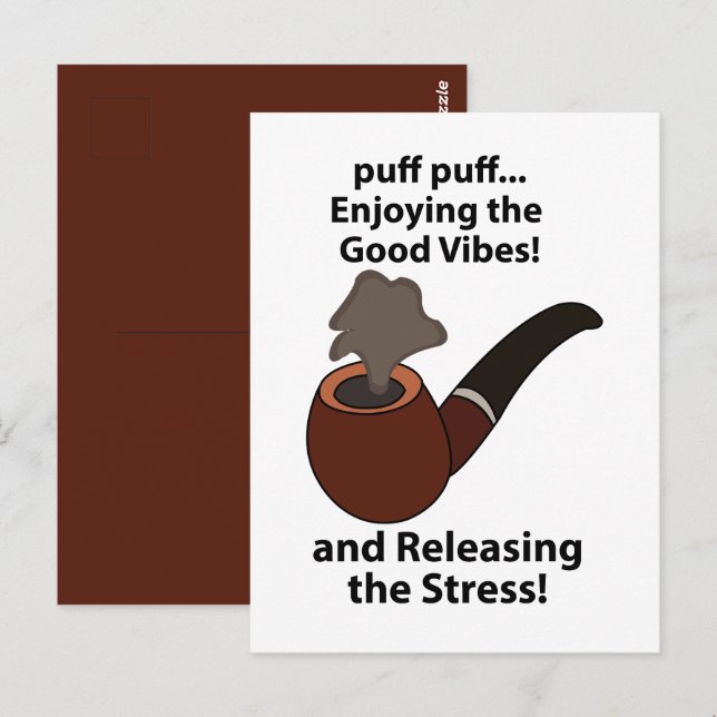 Postal Fuma De Tubería Que Disfruta De La Buena Tubo De V (Anverso / Reverso)