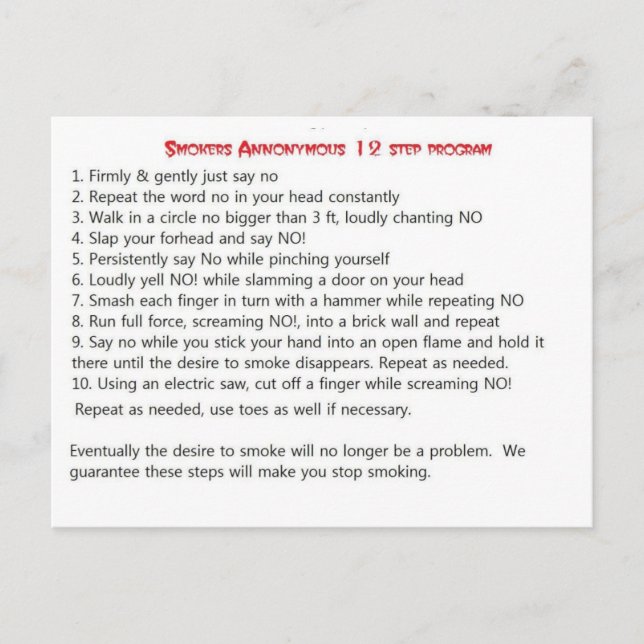 Postal Fumadores 12 pasos (Anverso)