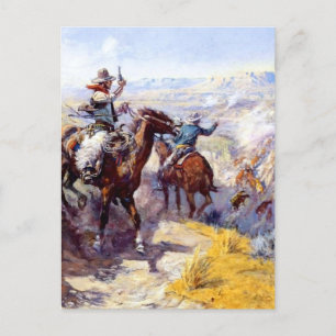 Postal “Fumándolos” Arte occidental de Charles M Russel