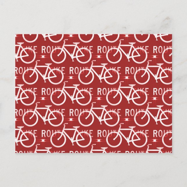 Postal Fun Bicicleta Ruta Fixiante Ciclista Patrón Rojo (Anverso)