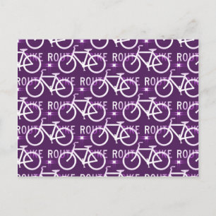 Postal Fun Bicicleta Ruta Fixista Ciclista Patrón Púrpura