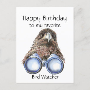 Postal Fun Bird Watcher Birthday Pun Hawk Binoculars