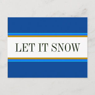 Postal Fun Bright Alpine Blue White LEE IT SNOW Stripes
