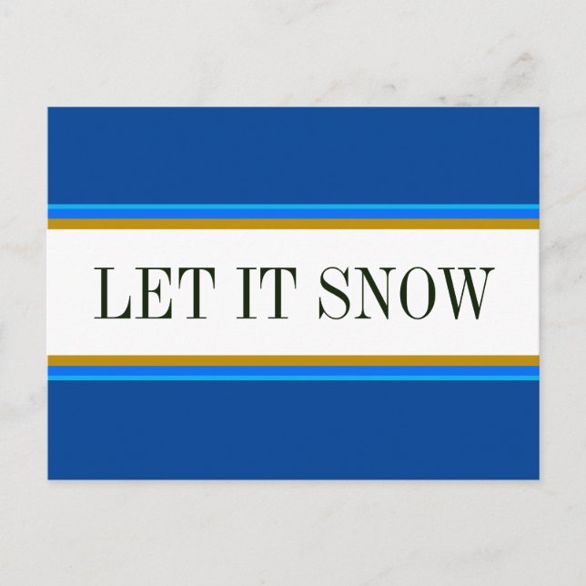 Postal Fun Bright Alpine Blue White LEE IT SNOW Stripes (Anverso)