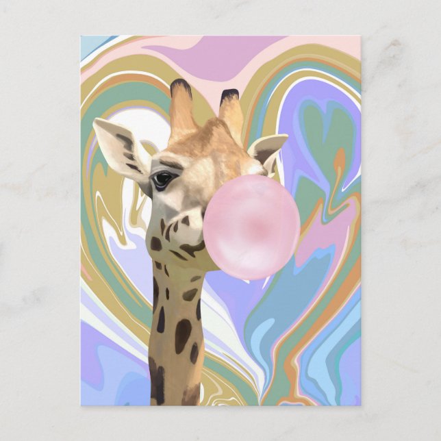 Postal Fun Bubblegum Bearing Giraffe Liquid Swirl Blue (Anverso)