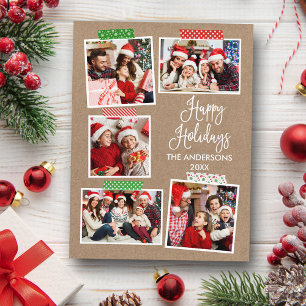 Postal Fun Calligraphy Kraft Happy Holidays Craft Tape