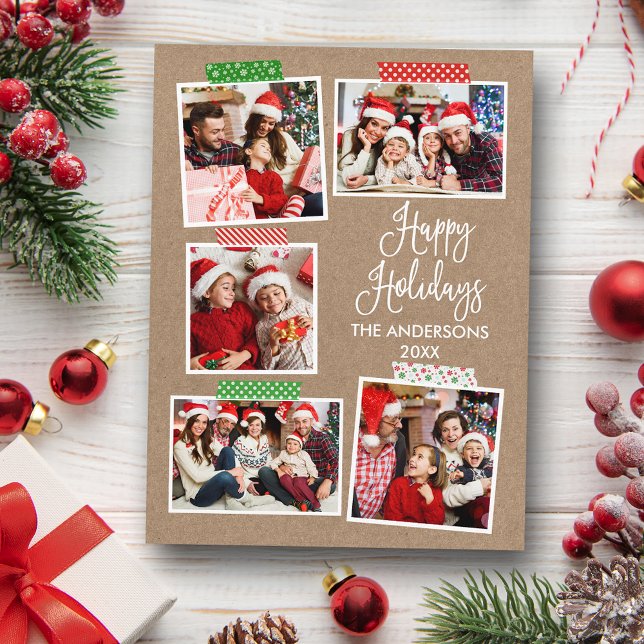 Postal Fun Calligraphy Kraft Happy Holidays Craft Tape (Customize to change your personalized text size or text style.)