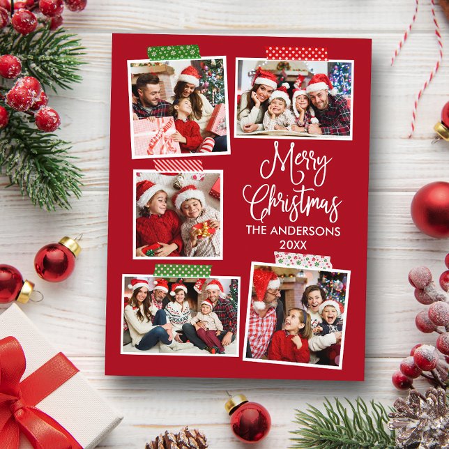 Postal Fun Calligraphy Merry Christmas Craft Red (Customize to change your personalized text size or text style.)