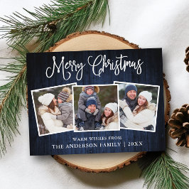 Postal Fun Calligraphy Navidades Blue Wood 3 fotos