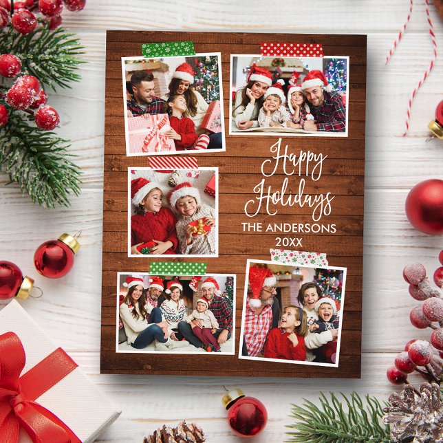Postal Fun Calligraphy Wood Happy Holidays Craft Tape (Customize to change your personalized text size or text style.)