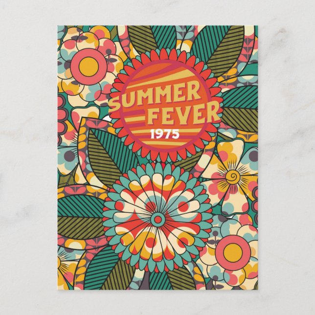 Postal Fun Coloroso Retro Verano Fiebre Floral (Anverso)