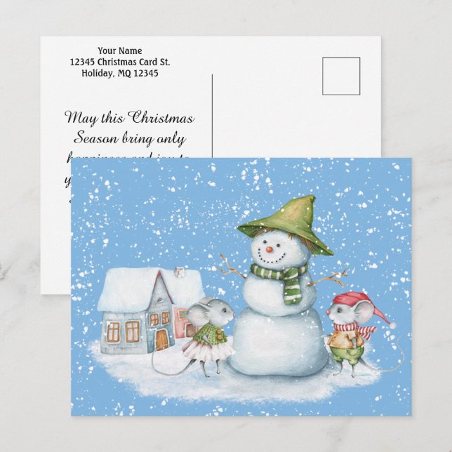 Postal Fun Cute Feliz Navidad Vacaciones de Snowman (Anverso / Reverso)
