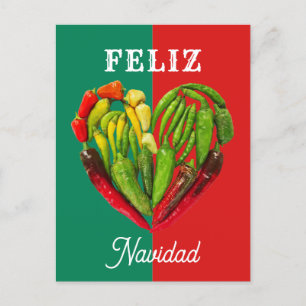 Postal Fun fiesta feliz Feliz Navidad Chili Peppers Heart