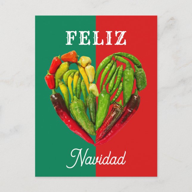 Postal Fun fiesta feliz Feliz Navidad Chili Peppers Heart (Anverso)