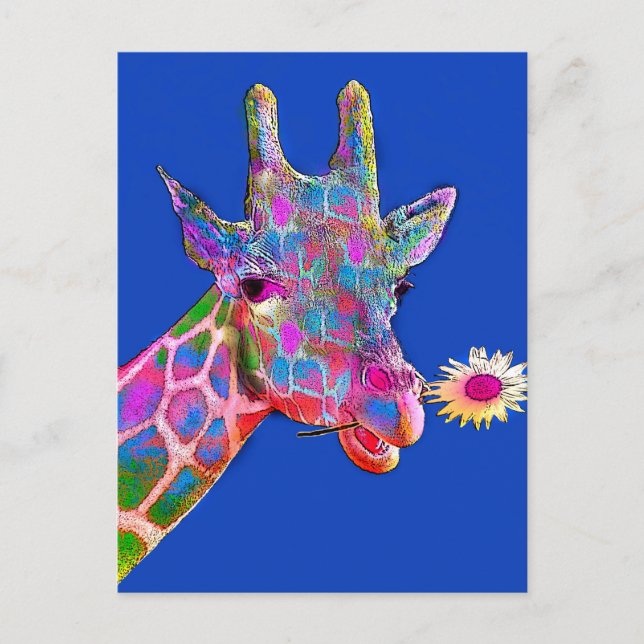 Postal Fun Giraffe Colores de girasoles (Anverso)
