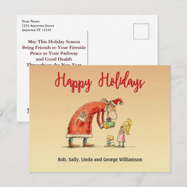 Postal Fun Personalizado Santa Delivers Regalos Felices F (Anverso / Reverso)