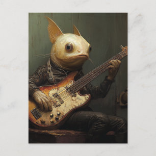 Postal Fun Pescado Musical Tocando Guitarra